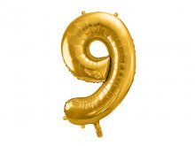 Folinis balionas "9", auksinis (86cm)